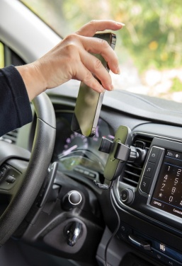 Logotrade Werbeartikel das Foto: 10W Wireless Charging Autohalter aus RCS Plastik