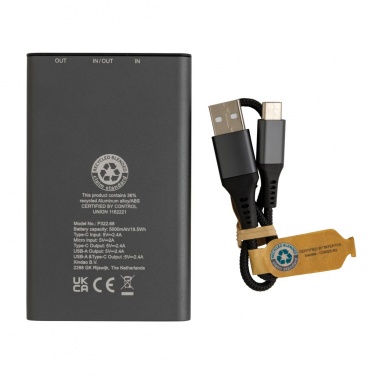 Logotrade Werbeartikel das Foto: Terra 5.000 mAhPowerbank aus RCS recyceltem Aluminium