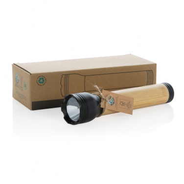 Logotrade Werbegeschenke das Foto: Lucid 5W Taschenlampe aus RCS recyceltem Kunststoff & Bambus