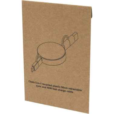 Logotrade Werbeartikel das Foto: Citala 90 cm 5-in-1 Kabel aus recyceltem Kunststoff für Datenübertragung und 40W Schnellladung