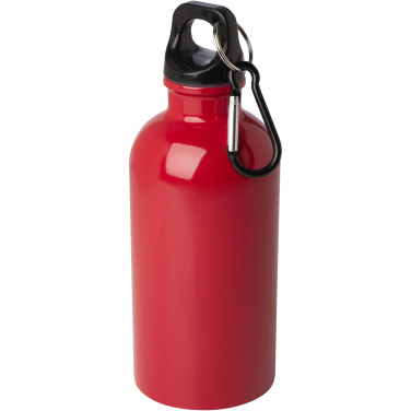 Logotrade Werbeartikel das Foto: Oregon 400 ml RCS-zertifizierte, einwandige Trinkflasche aus Edelstahl mit Karabinerhaken