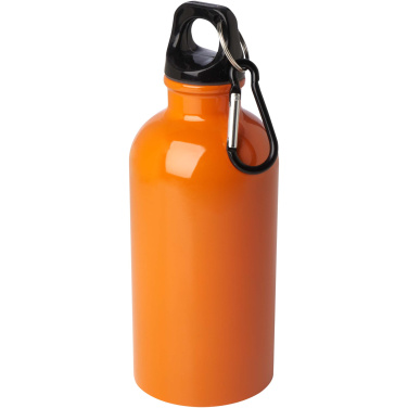 Logotrade Geschäftsgeschenke das Foto: Oregon 400 ml RCS-zertifizierte, einwandige Trinkflasche aus Edelstahl mit Karabinerhaken