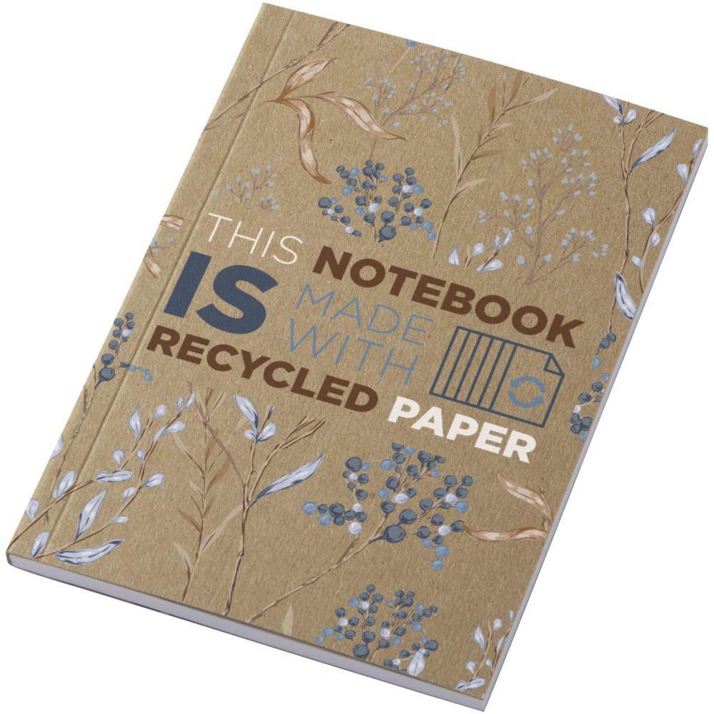 Logotrade Werbeartikel das Foto: Novella Austen A6 Softcover Notizbuch aus recyceltem Kraftpapier – 50 Blatt