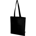 Madras Blend 140 g/m² Tragetasche aus GRS-recycelter Baumwolle 7L, Tiefschwarz