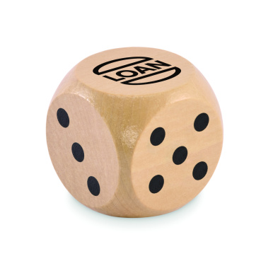 Logotrade werbemittel das Foto: Spielwürfel Schima-Holz Ø 5cm