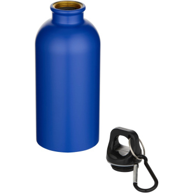 Logotrade Werbeartikel das Foto: Oregon 400 ml matte RCS-zertifizierte einwandige Trinkflasche aus recyceltem Edelstahl mit Karabinerhaken