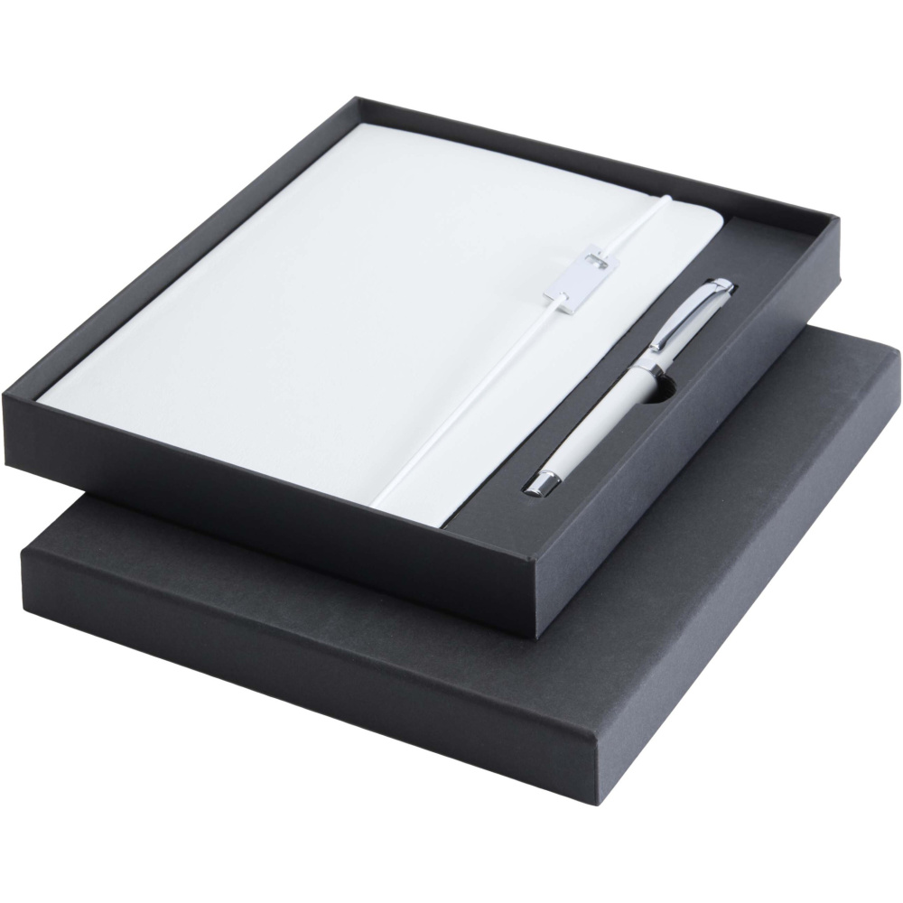 Logotrade Firmengeschenke das Foto: Legato Elegance A5 Hardcover Notizbuch mit Tintenroller Set