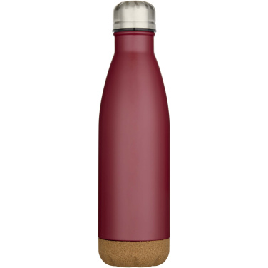 Logotrade Logogeschenke das Foto: Cove 500 ml doppelwandige, vakuumisolierte Trinkflasche aus Edelstahl mit Korkdetails