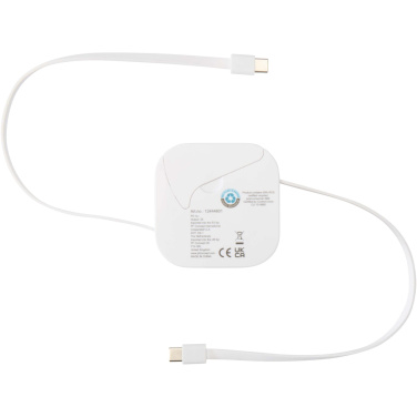 Logotrade Werbeartikel das Foto: Gloas Aufrollbares 5 in 1 Kabel aus Recyclingmaterial mit Datensynchronisierung und 100 W Schnellladefunktion sowie Smartphone Toolkit