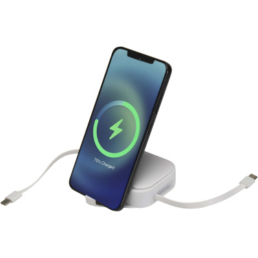 Logotrade Werbegeschenke das Foto: Gloas Aufrollbares 5 in 1 Kabel aus Recyclingmaterial mit Datensynchronisierung und 100 W Schnellladefunktion sowie Smartphone Toolkit