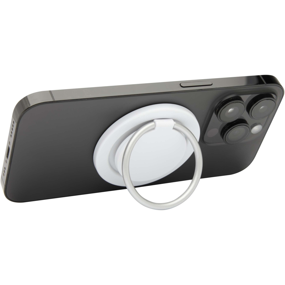 Logotrade Werbeartikel das Foto: Albali Magnetische Smartphonehalterung  aus recyceltem Kunststoff mit Ringständer
