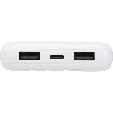 Logotrade Werbegeschenke das Foto: Adhil 10 W 10.000 mAh Powerbank aus recyceltem Kunststoff mit 2 integrierten Kabeln