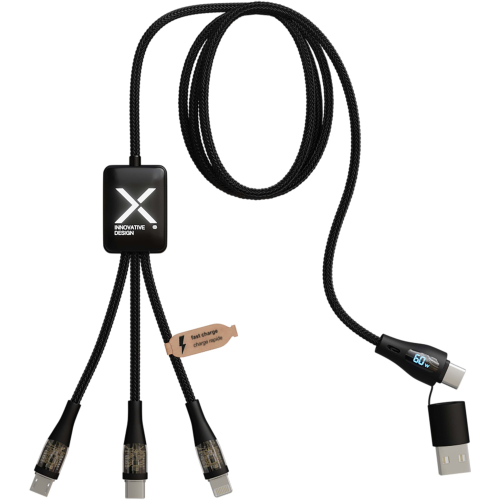 Logotrade Geschäftsgeschenke das Foto: SCX.design C51 60W 5 in 1 Schnellladekabel aus rPET mit Display