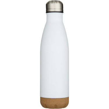 Logotrade Werbegeschenke das Foto: Cove 500 ml doppelwandige, vakuumisolierte Trinkflasche aus Edelstahl mit Korkdetails