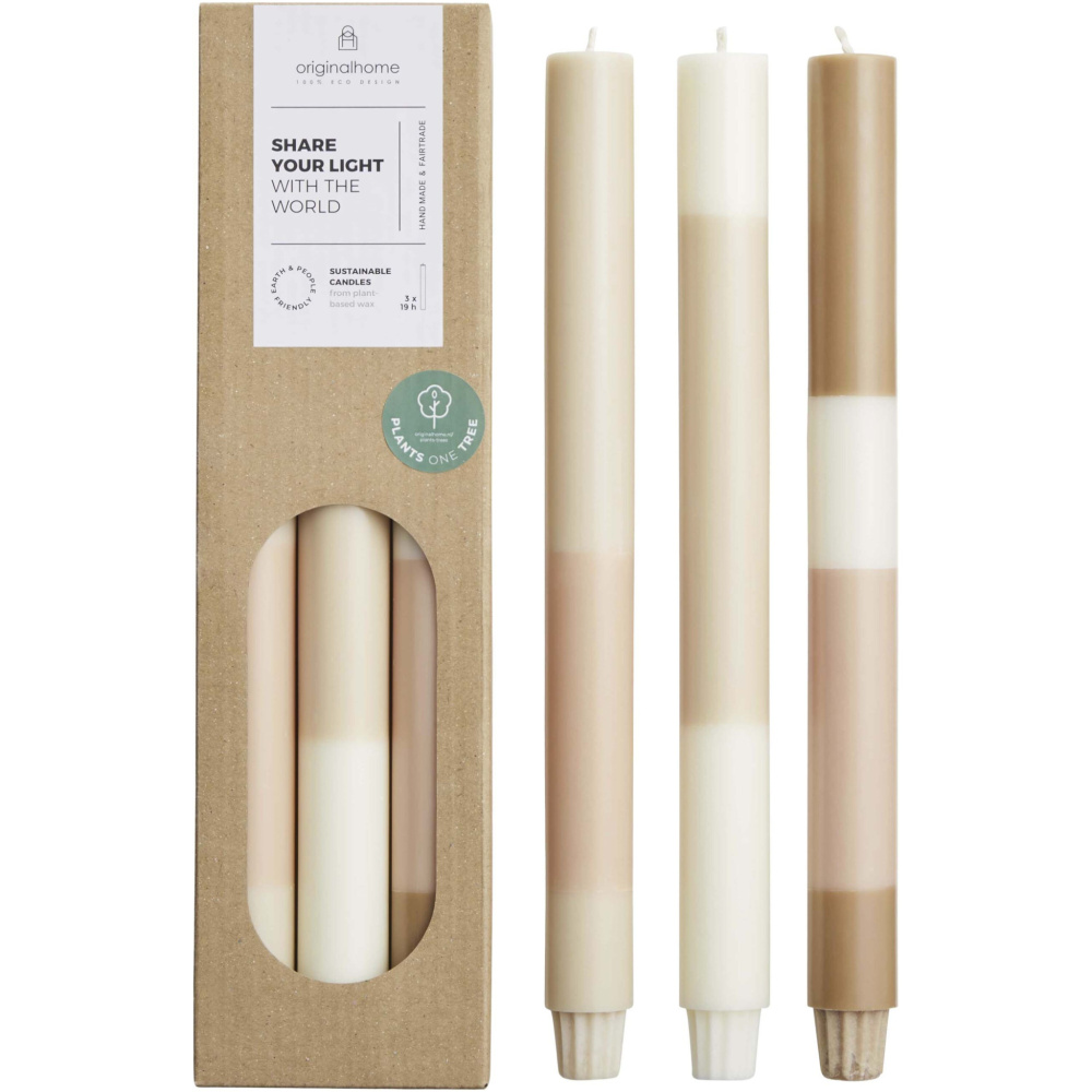 Logotrade Geschäftsgeschenke das Foto: Originalhome Kerzen im Streifendesign – 3er-Set