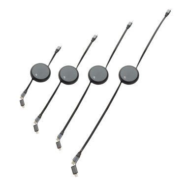 Logotrade Geschäftsgeschenke das Foto: Terra ausziehbares 240W 2-in-1 Kabel aus RCS rec. Aluminium