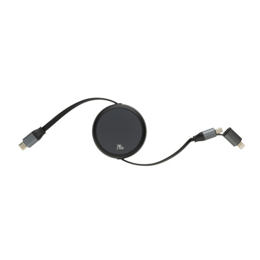 Logotrade Werbegeschenke das Foto: Terra ausziehbares 240W 2-in-1 Kabel aus RCS rec. Aluminium