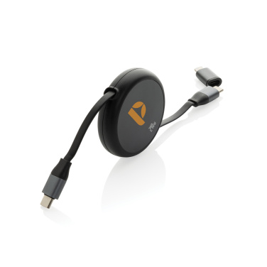 Logotrade Werbeartikel das Foto: Terra ausziehbares 240W 2-in-1 Kabel aus RCS rec. Aluminium