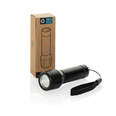 Logotrade Werbeartikel das Foto: Flara USB-aufladbare Taschenlampe aus RCS recyceltem ABS