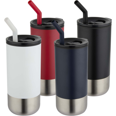 Logotrade Werbegeschenke das Foto: Grayson 480 ml RCS recycelter Isolierbecher mit Trinkhalm