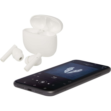 Logotrade Werbeartikel das Foto: Alterf True Wireless Bluetooth® Headset aus recyceltem Kunststoff mit Silikon-Ohrstöpseln