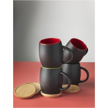 Logotrade promotional item picture of: Hearth 400 ml ceramic mug with wooden coaster