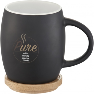 Logotrade advertising products photo of: Hearth 400 ml ceramic mug with wooden coaster