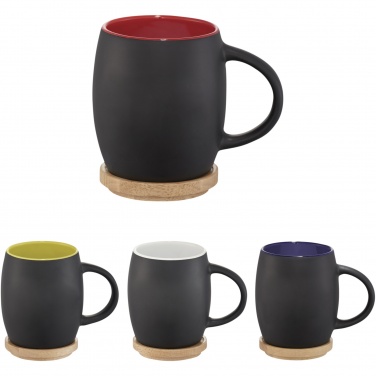 Logo trade promotional giveaways picture of: Hearth 400 ml ceramic mug with wooden coaster