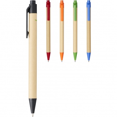 Logo trade promotional merchandise photo of: Berk recycled carton and corn plastic ballpoint pen