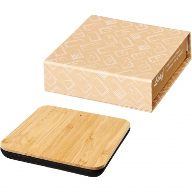 Logo trade corporate gift photo of: Leaf 5W bamboo and fabric wireless charging pad
