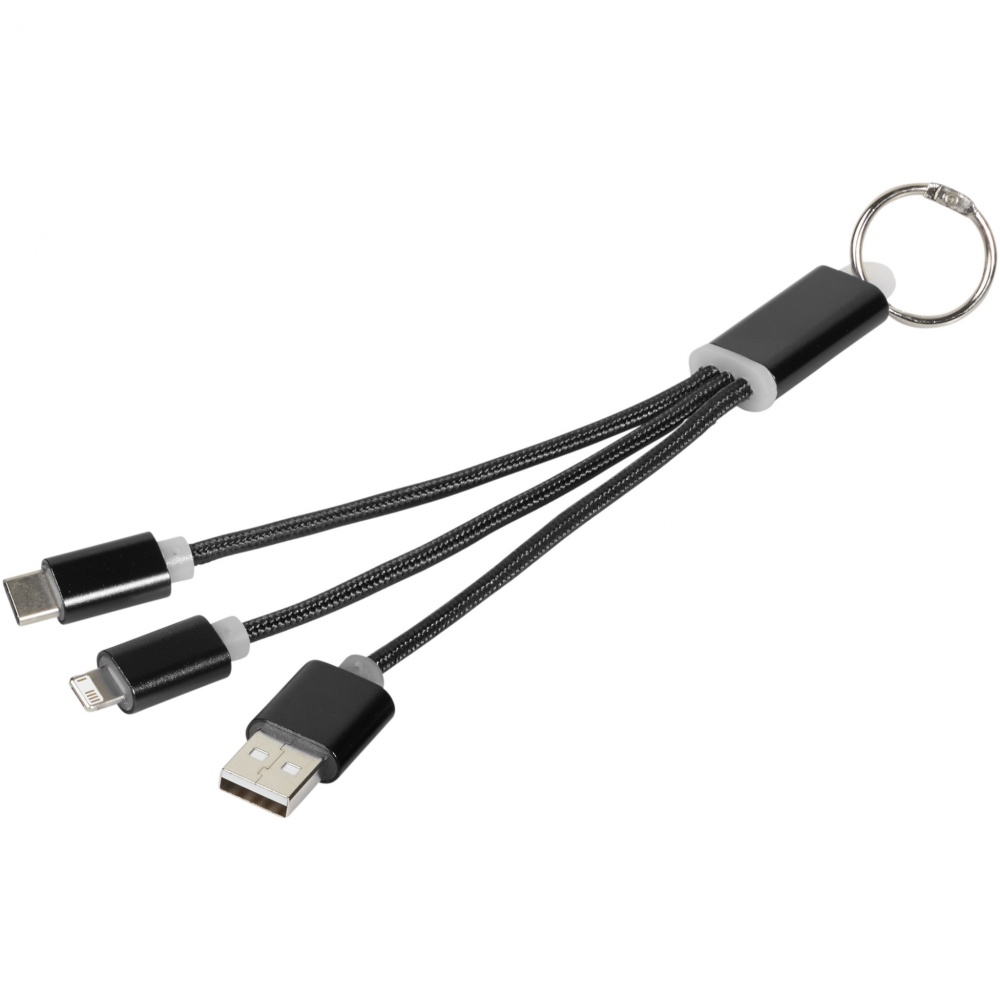 Logotrade promotional merchandise picture of: Metal 3-in-1 charging cable with keychain