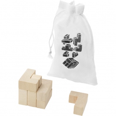 Logo trade promotional products picture of: Solfee wooden squares brain teaser with pouch