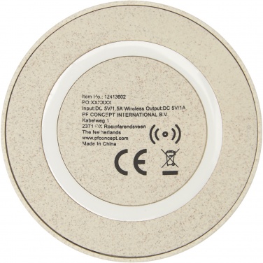 Logotrade promotional giveaway image of: Naka 5W wheat straw wireless charging pad