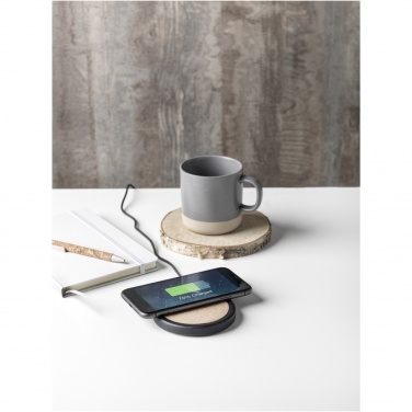 Logo trade promotional merchandise image of: Kivi 10W limestone/cork wireless charging pad