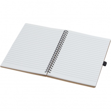 Logo trade promotional merchandise image of: Cobble A5 wire-o recycled cardboard notebook with stone paper