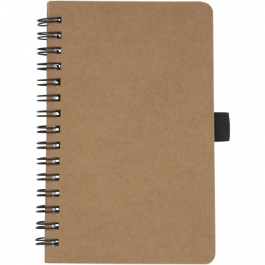 Logo trade promotional item photo of: Cobble A6 wire-o recycled cardboard notebook with stone paper