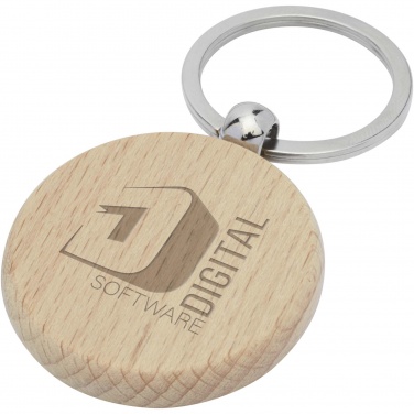 Logo trade business gift photo of: Giovanni beech wood round keychain