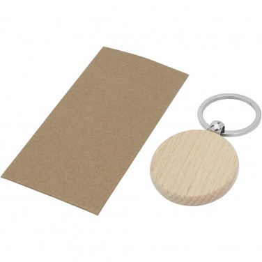 Logo trade promotional merchandise image of: Giovanni beech wood round keychain