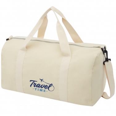 Logo trade business gift photo of: Pheebs 450 g/m² recycled cotton and polyester duffel bag 24L