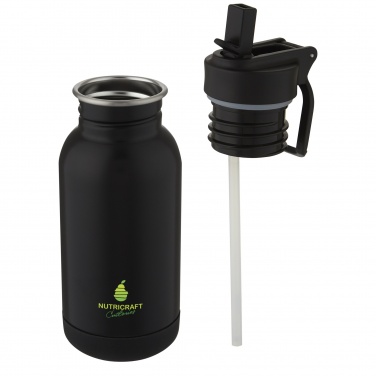 Logo trade promotional giveaway photo of: Lina 400 ml stainless steel sport bottle with straw and loop