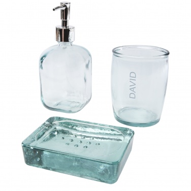 Logo trade promotional giveaways image of: Jabony 3-piece recycled glass bathroom set