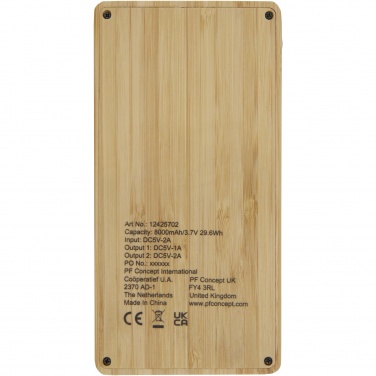 Logotrade promotional items photo of: Alata 8000 mAh bamboo solar power bank