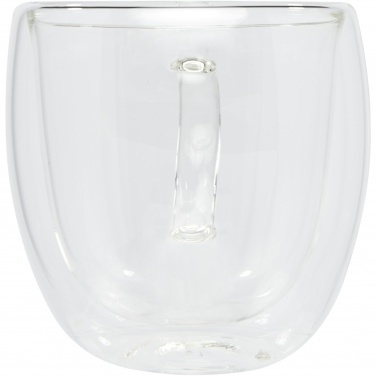 Logo trade promotional merchandise picture of: Manti 2-piece 250 ml double-wall glass cup with bamboo coaster 
