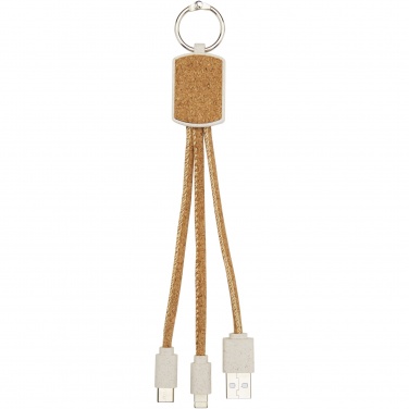 Logotrade promotional products photo of: Bates wheat straw and cork 3-in-1 charging cable