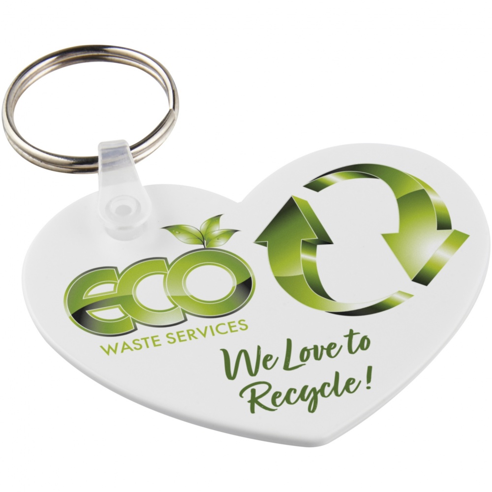 Logo trade promotional giveaway photo of: Tait heart-shaped recycled keychain