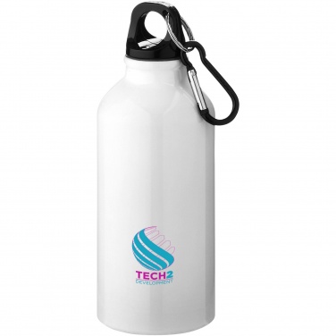 Logo trade promotional gifts image of: Oregon 400 ml RCS certified recycled aluminium water bottle with carabiner