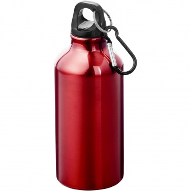 Logotrade promotional product picture of: Oregon 400 ml RCS certified recycled aluminium water bottle with carabiner