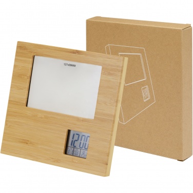 Logo trade advertising products image of: Sasa bamboo photo frame with thermometer