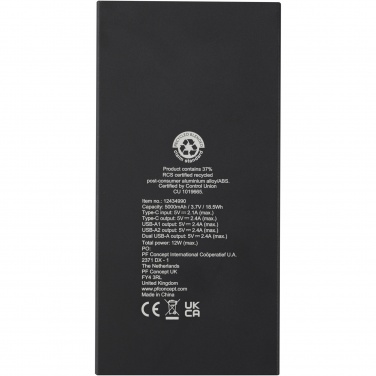 Logo trade corporate gifts image of: Connect 5000 mAh recycled aluminium power bank 