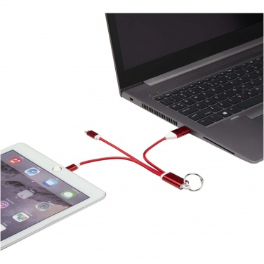 Logotrade business gifts photo of: Metal 4-in-1 recycled aluminium charging cable with keychain